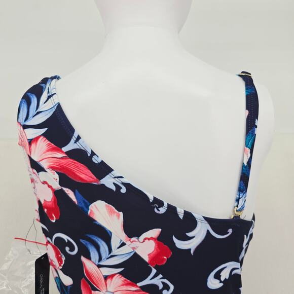 Carmen Marc Valvo One-Shoulder Cutout Navy 12 New - Picture 4 of 7
